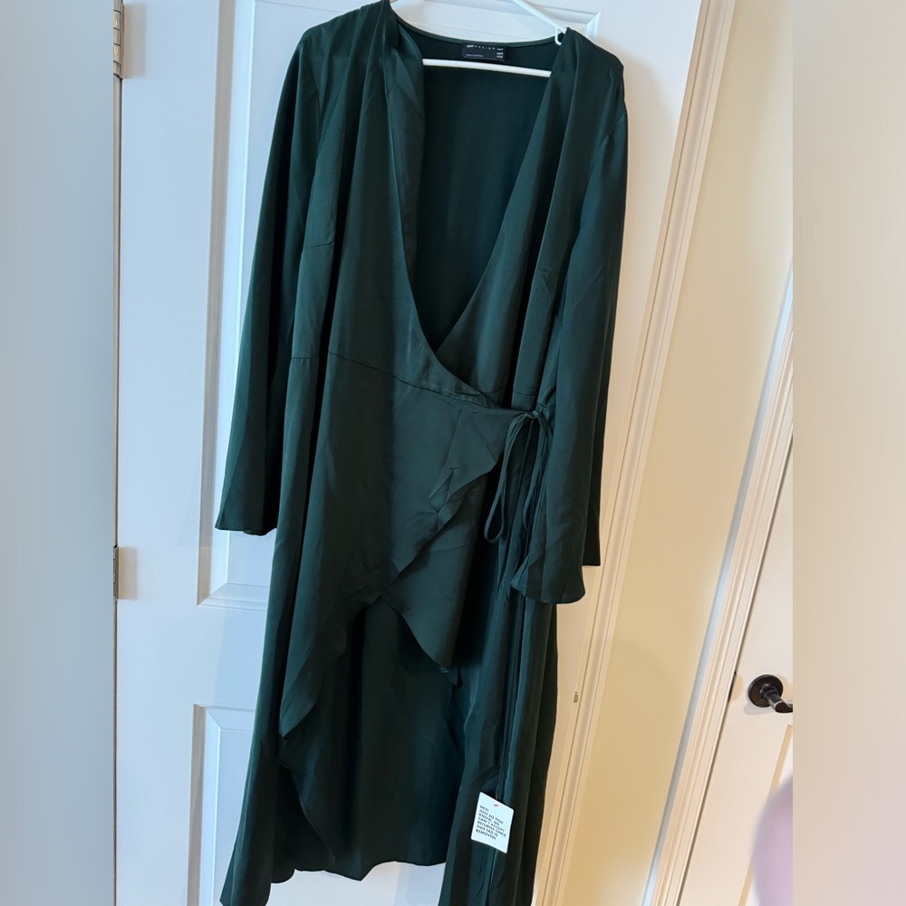 Dark green hi-lo midi dress